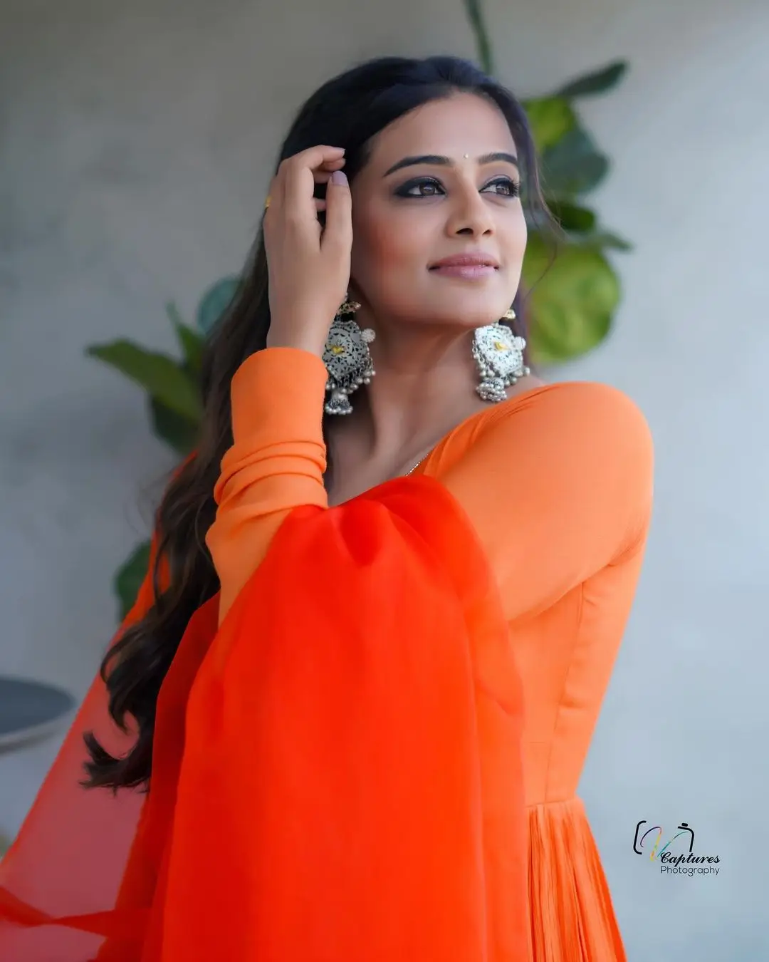 PRIYAMANI IN SOUTH INDIAN TRADITIONAL ORANGE GOWN 9